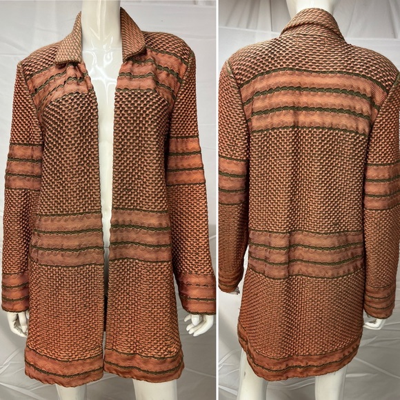 Pepa Pombo handmade copper woven open draped long jacket - Picture 15 of 15